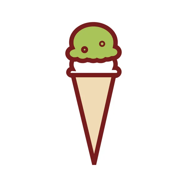 Cône Icecream Délicieuse Icône Dessert Alimentaire Dans Style Contour Rempli — Image vectorielle