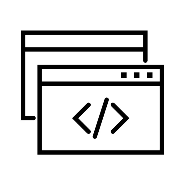 Kodierung Von Javascript Skript Symbol Umrissstil — Stockvektor