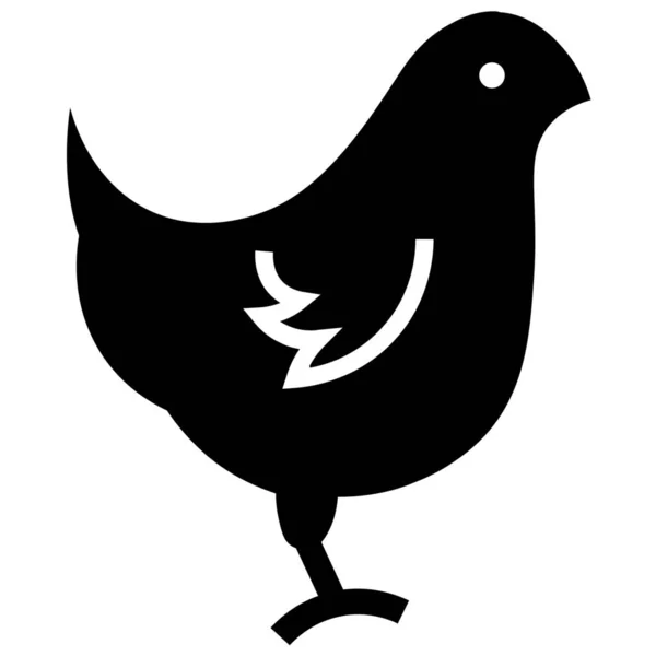 Pollo Pájaro Icono Ave Doméstica Estilo Sólido — Vector de stock