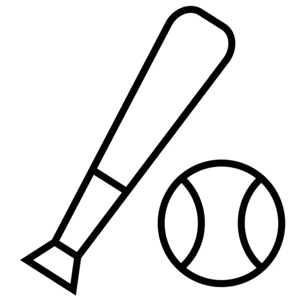 Бейсбольний Бейсбол Значок Кажана Контурному Стилі — стоковий вектор