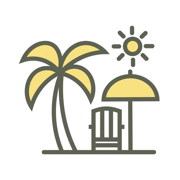 Icono Del Complejo Vacacional Playa Estilo Contorno Lleno — Archivo Imágenes Vectoriales