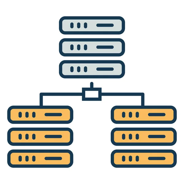 Εικονίδιο Βάσης Δεδομένων Bigdata Data Center Στυλ Πλήρους Περιγράμματος — Διανυσματικό Αρχείο