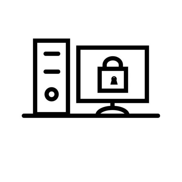 Passwortgeschütztes Privates Computer Icon Umrissen — Stockvektor
