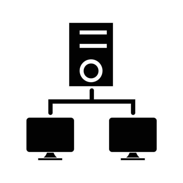 Computers Aangesloten Data Transfer Hub Icoon Solid Style — Stockvector