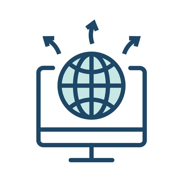 Globální Ikona Komunikační Internetové Sítě Stylu Výplně Osnovy — Stockový vektor