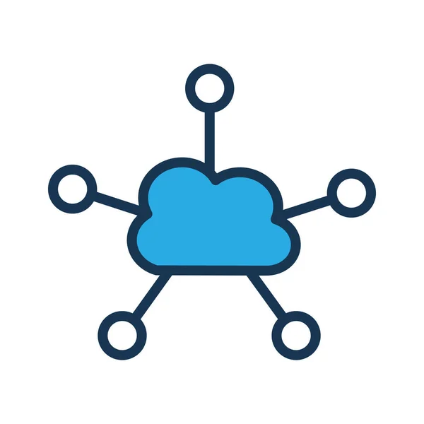 Cloud Client Cloud Computing Icona Della Rete Cloud Stile Full — Vettoriale Stock