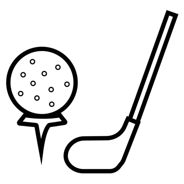 Drapeau Golf Bâton Icône Golf Dans Style Contour — Image vectorielle