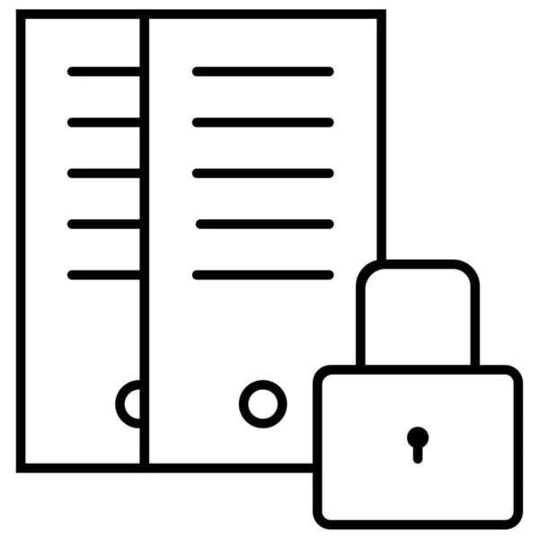 Icona Protezione Del Database Del Data Center Backup Stile Contorno — Vettoriale Stock