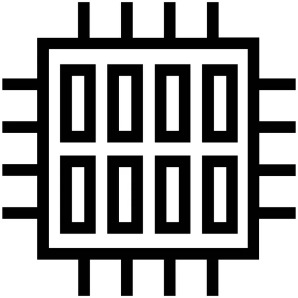 Devre Kartı Cpu Elektronik Simgesi Ana Hat Biçiminde — Stok Vektör