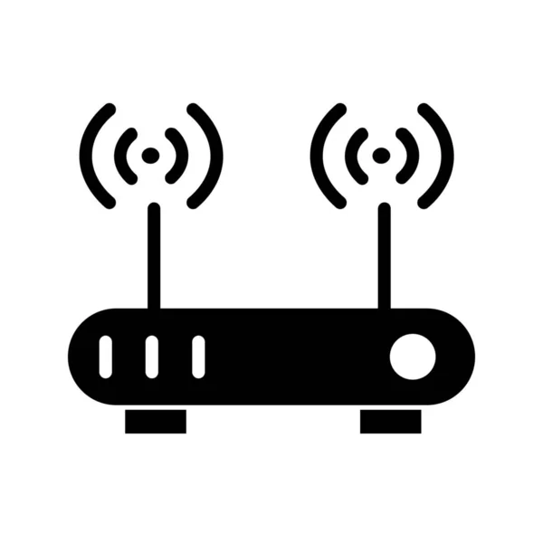 Home Netwerk Hub Internet Icoon Solide Stijl — Stockvector