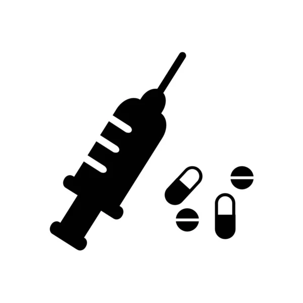 Ikona Pilulky Injekční Medicíny Pevném Stylu — Stockový vektor