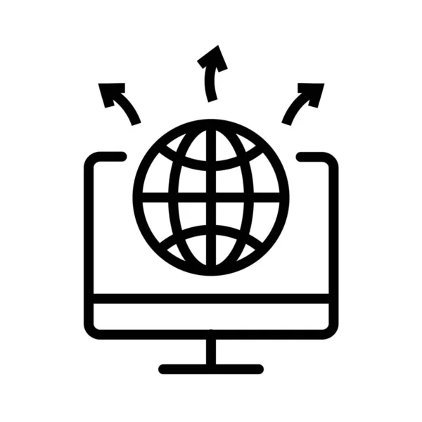 Icona Della Rete Internet Comminicazione Globale Stile Contorno — Vettoriale Stock