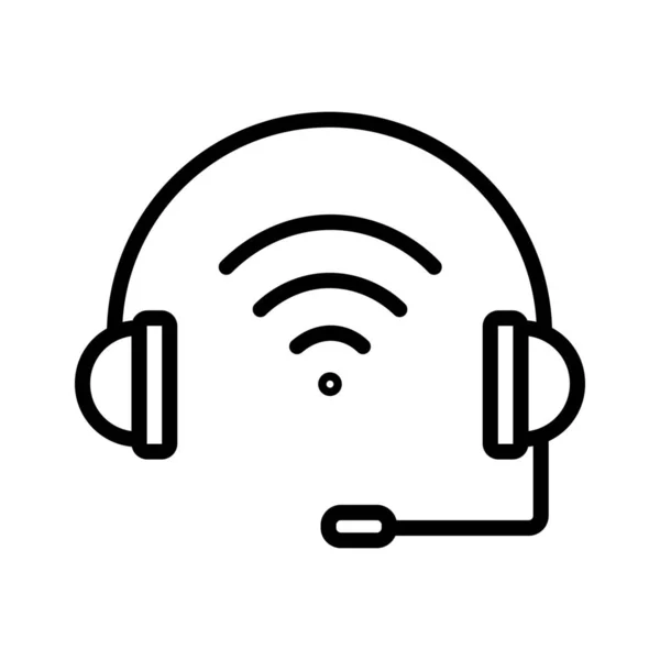 Icône Internet Helpdesk Casque Dans Style Contour — Image vectorielle