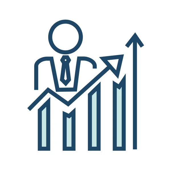 Bar Chart Data Analytics Seo Icône Dans Style Contour Rempli — Image vectorielle