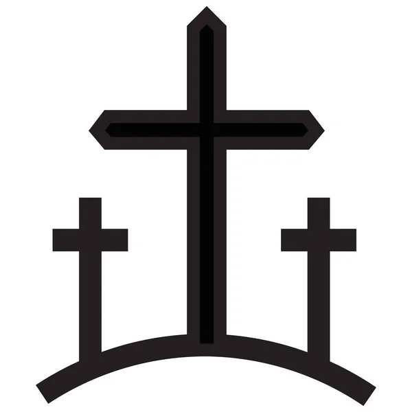 Krzyż Grób Ikona Cmentarz Solidnym Stylu — Wektor stockowy