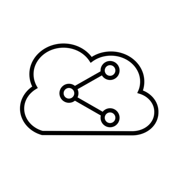 Cloud Computing Cloud Delen Cloud Opslag Icoon Grote Lijnen — Stockvector