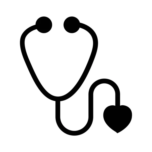 医生医疗保健心脏跳动图标在坚实的风格 — 图库矢量图片