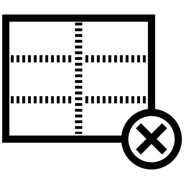 Zeile Löschen Tabelle Löschen Zeilensymbol Umrissstil Entfernen — Stockvektor