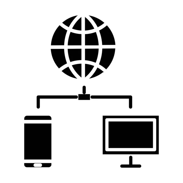 Conectividad Comunicación Icono Transferencia Datos Estilo Sólido — Vector de stock