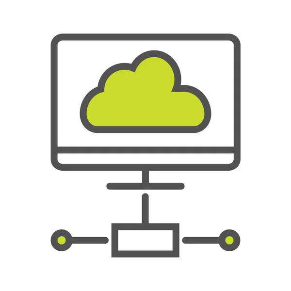 Cloud Network Cloud Server Icône Internet Dans Style Contour Rempli — Image vectorielle