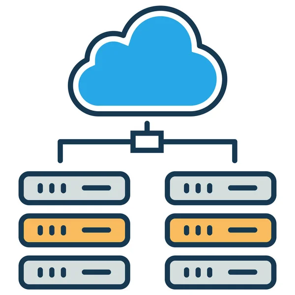 Bigdata Cloud Adatbázis Felhő Szerver Ikon — Stock Vector