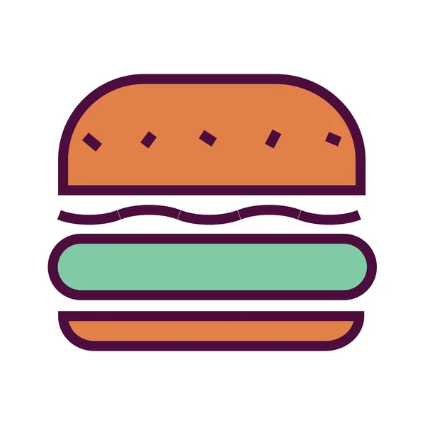 Burger Ser Burger Fastfood Ikona Stylu Wypełnionym Zarys — Wektor stockowy