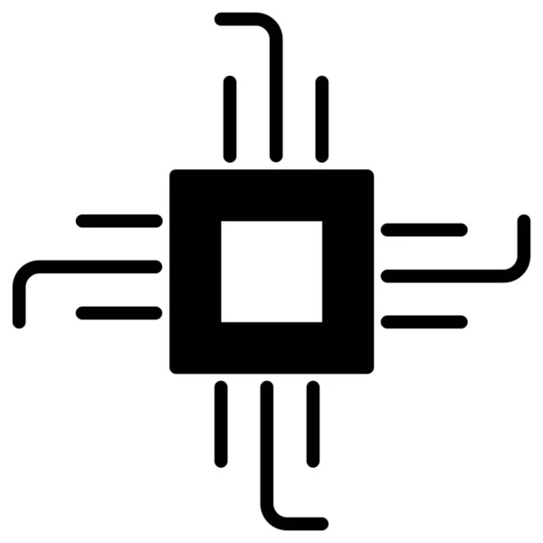 Chip Circuito Digital Icono Tecnología Estilo Sólido — Archivo Imágenes Vectoriales