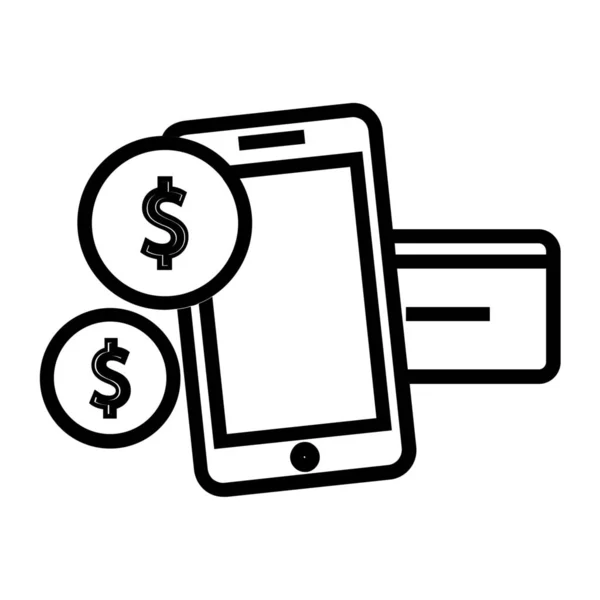 Ecommerce Internet Banking Mobile Banking Icon Outline Style — Stok Vektör