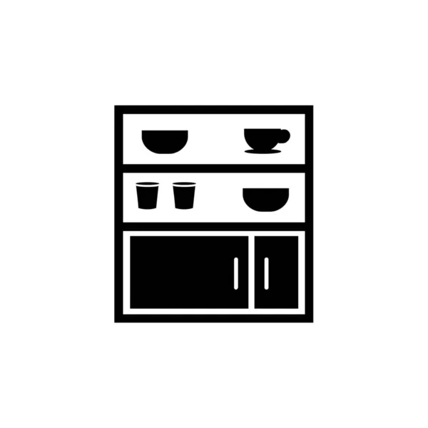 Kochschrank Lebensmittel Ikone Soliden Stil — Stockvektor