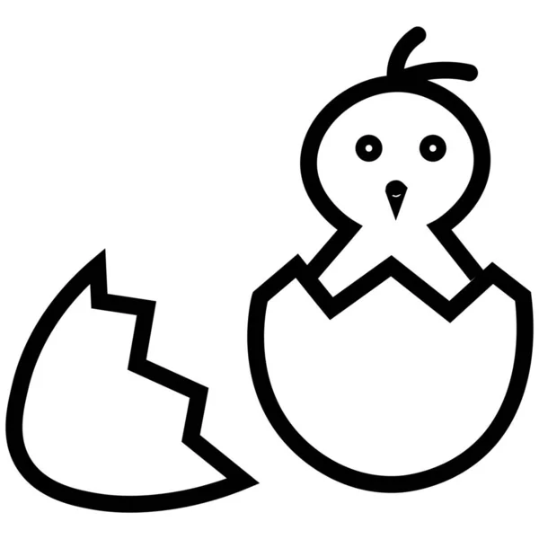 Βρασμένο Κοτόπουλο Εικονίδιο Στυλ Περίγραμμα — Διανυσματικό Αρχείο