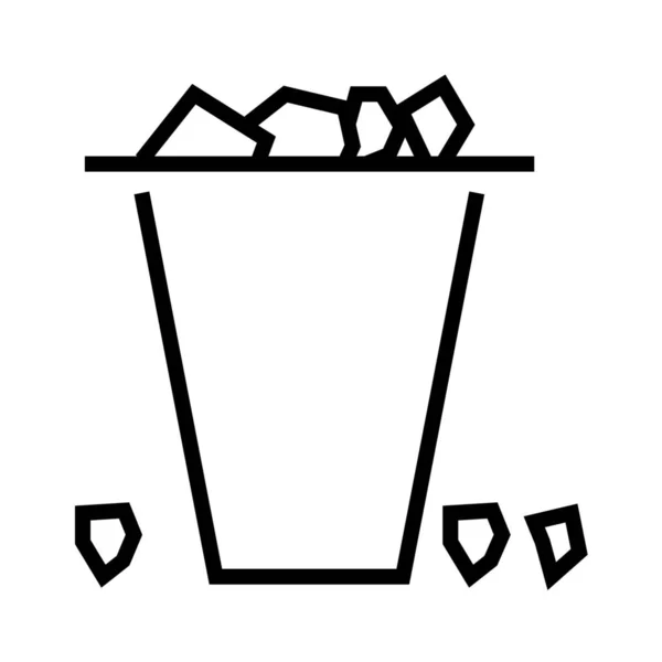 Σκουπιδοτενεκές Πλαστικό Απόβλητο Εικονίδιο Στυλ Περίγραμμα — Διανυσματικό Αρχείο