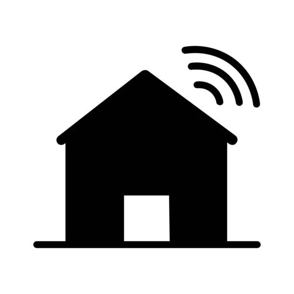 ホームオートメーションホームネットワークソリッドスタイルのインテリジェントホームアイコン — ストックベクタ