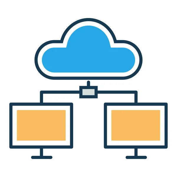 Bigdata Cloud Database Icône Serveur Cloud Dans Style Contour Rempli — Image vectorielle