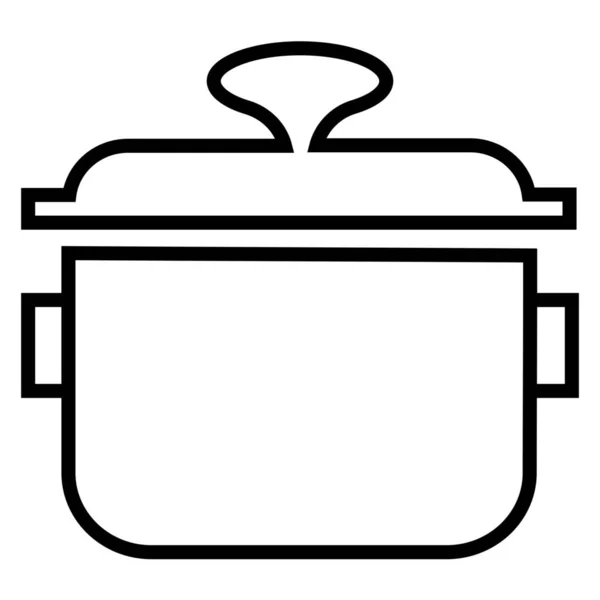 Fornuis Koken Pot Keuken Items Pictogram Omtrek Stijl — Stockvector