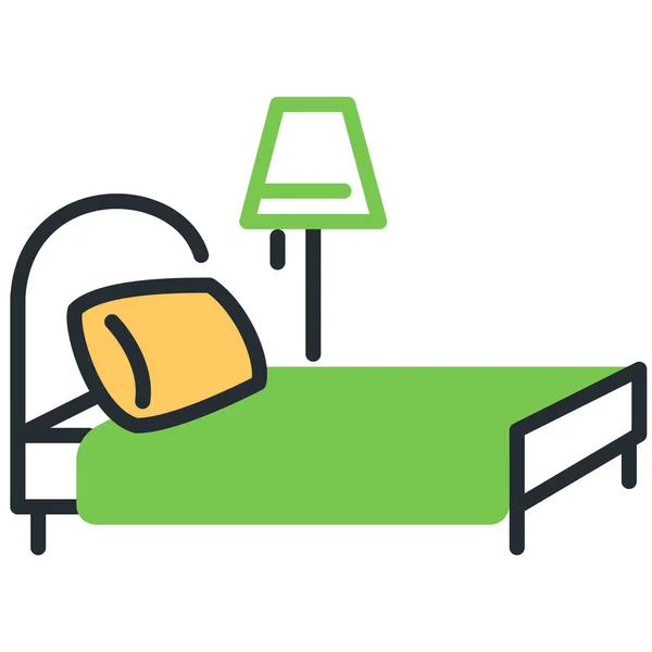 Cama Muebles Resto Icono — Vector de stock