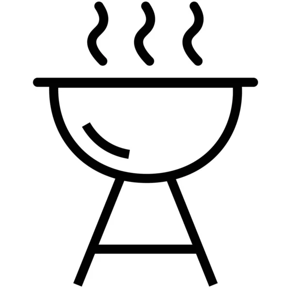 Barbecue Bbq Camping Icoon Outline Stijl — Stockvector