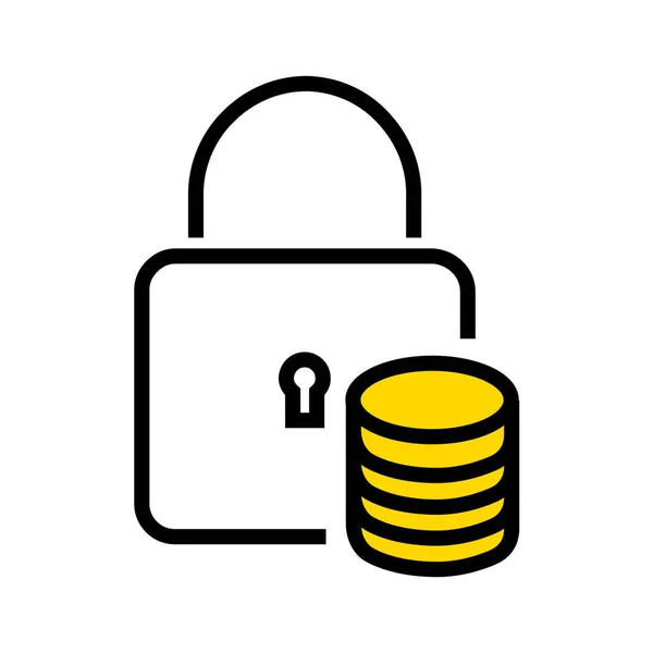 Database Protection Database Security Locked Database Icon Filled Outline Style — Stock Vector