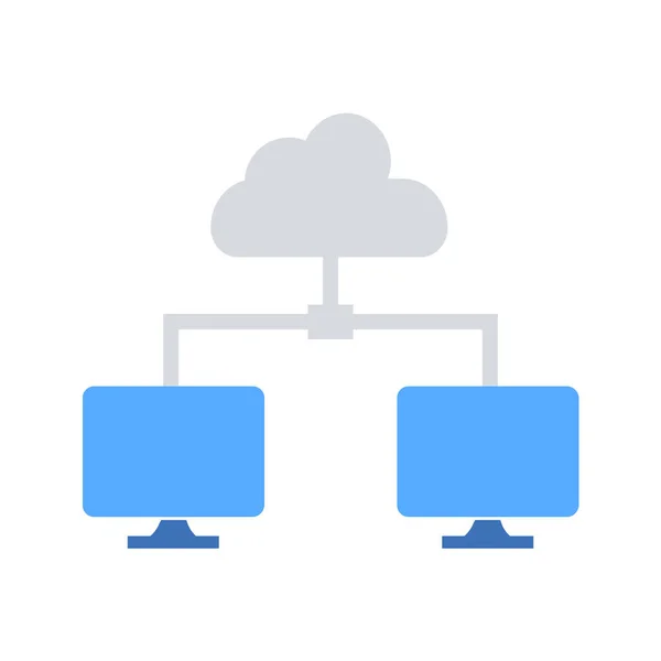 Cloud Computing Nube Red Nube Icono Almacenamiento Estilo Plano — Archivo Imágenes Vectoriales