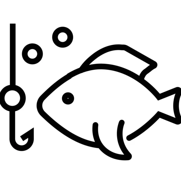 Pesca Pesca Hoo Gancho Icono Estilo Esquema — Vector de stock