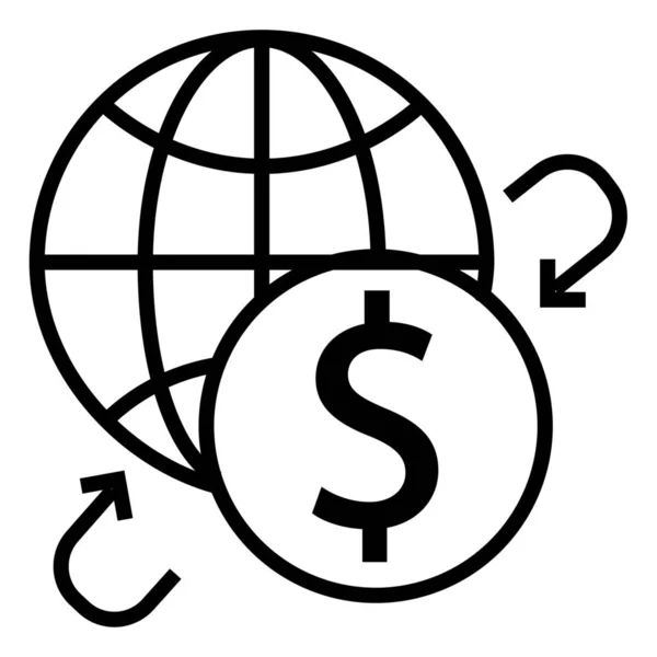 Фінанси Світова Економіка Глобальна Економіка Значок Контурному Стилі — стоковий вектор