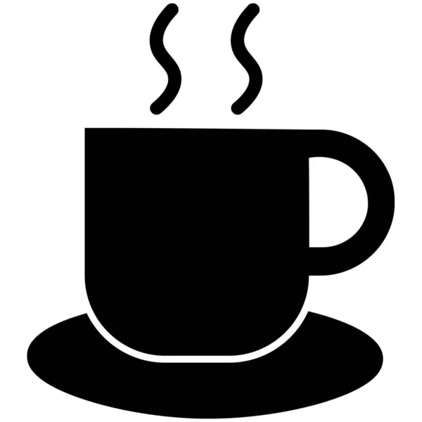 Διάλειμμα Χρόνο Καφέ Κούπα Εικονίδιο Στερεό Στυλ — Διανυσματικό Αρχείο