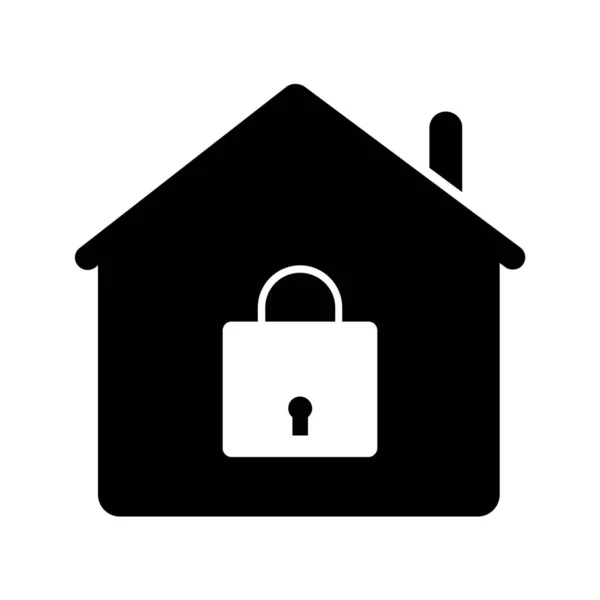Σπίτι Προστασία Κλειδωμένο Σπίτι Προστασία Σπίτι Εικονίδιο Στερεό Στυλ — Διανυσματικό Αρχείο