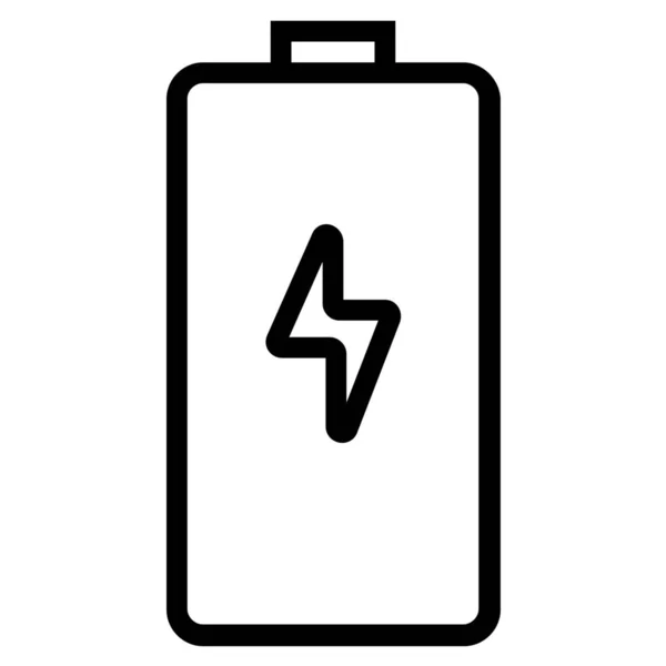 Batería Completa Nivel Batería Icono Carga Estilo Esquema — Vector de stock