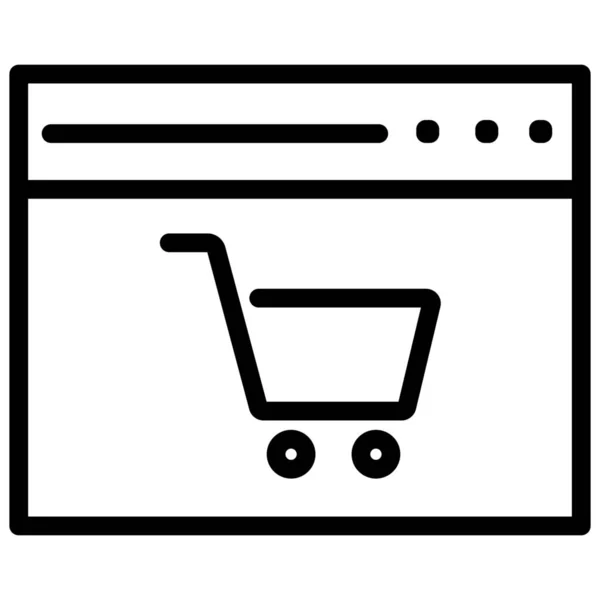 Acquistare Online Shopping Icona Sicurezza Stile Contorno — Vettoriale Stock