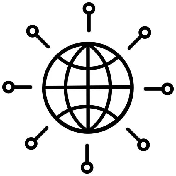Глобальная Коммуникация Иконка Глобальной Сети Стиле Набросков — стоковый вектор