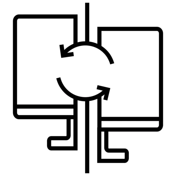 Icono Sincronización Datos Copia Seguridad Estilo Esquema — Vector de stock