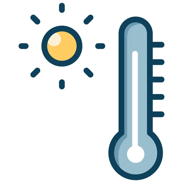 Icono Del Sol Verano Caliente Estilo Contorno Lleno — Archivo Imágenes Vectoriales