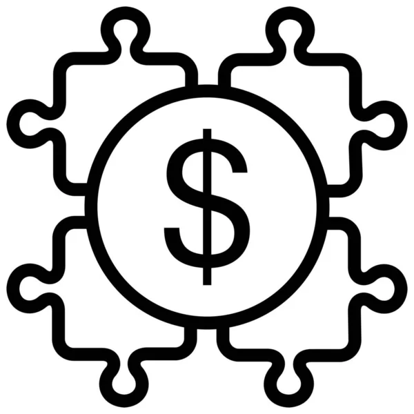 Dólar Crecimiento Icono Dinero Estilo Esquema — Vector de stock