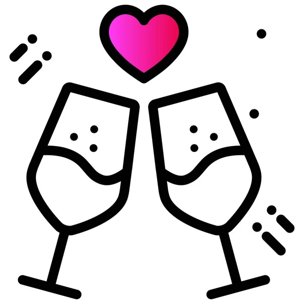 Celebration Cheers Glass Icon Filled Outline Style — Stock Vector