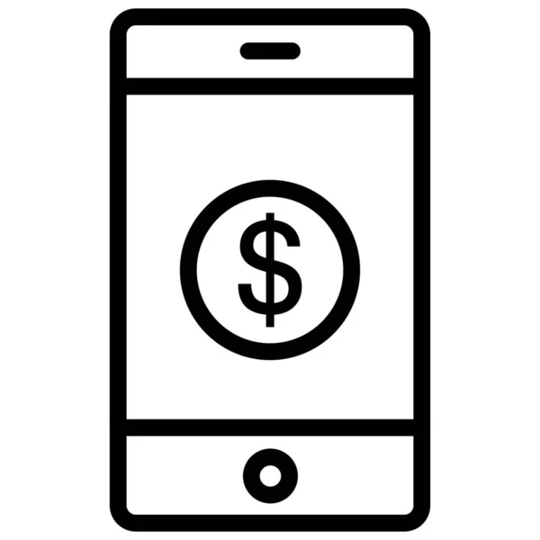 Internetové Bankovnictví Mobilní Bankovnictví Ikona Mobilního Bankovnictví Stylu Osnovy — Stockový vektor